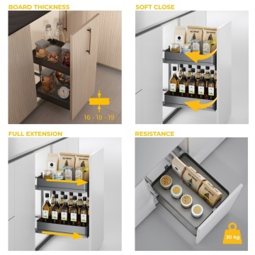 Cos Jolly Easy Handling cu glisiera extragere totala si amortizare, corp 300mm, 400mm ,2 niveluri, gri antracit - Img 6