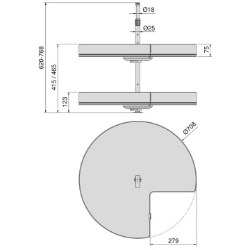 Cos rotativ 3/4 Harmony pentru corp de colt, gri antracit - Img 8