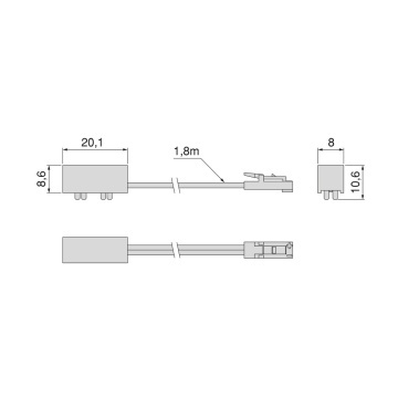 Kit de accesorii si cablu de alimentare pentru profil Diwo 24V/DC aluminiu si plastic negru - Img 2