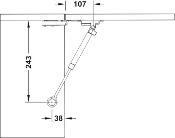 Piston cu gaz / telescop cu amortizare ridicare usi, 80N/100N/120N/150N, gri, Hafele - Img 3