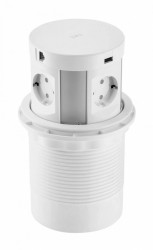 Priza COMFORT PLUS D=120 mm, 4xSCHUKO, 2xUSB, 2xRJ45,incorporabila,WIRELESS,alb/ negru