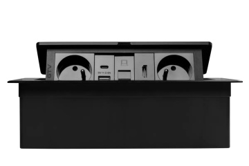 Priza incorporabila in blat 2xSchuko, 2 USB (A+C), RJ45, HDMI, cablu 1.5m, negru - Img 4