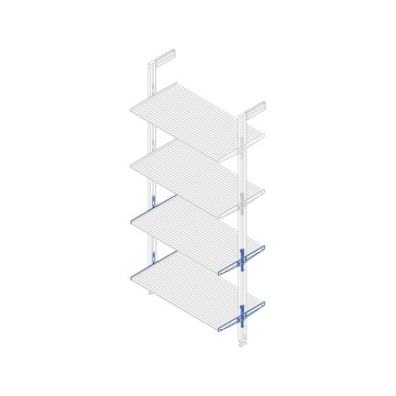 Suport polita aluminiu, finisaj negru, sistem modular dressing Zero