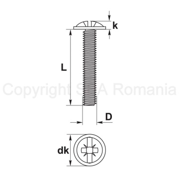 Surub cap bombat combinat M4X18 - Img 2