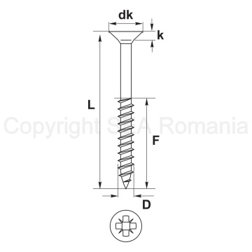 Surub pentru PAL si lemn cap inecat 6.0X70/60 PZ3 - Img 2
