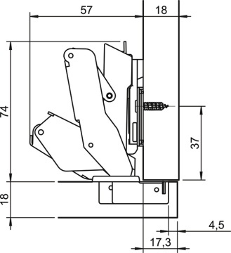 Balama Metalla M310 SM CLIP 155° aplicata 311.63.740 + placuta H2 311.70.612 Hafele - Img 4