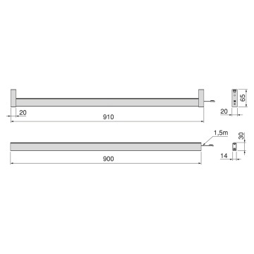 Bara haine cu banda LED Neonlynx V 4.5x8mm lumina calda 2700K finisaj titan accesorii dressing Quartz - Img 11