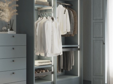 Bara haine rotunda finisaj titan, 2.35m, accesorii dressing Quartz - Img 3