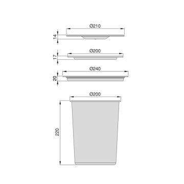 Cos pentru gunoi incorporabil 5L inox - Img 7