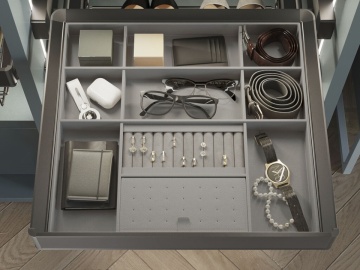 Organizator piele bijuterii si accesorii cu rama finisaj titan, accesorii dressing Quartz - Img 3