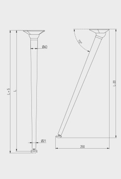 Picior masa ajustabil X-LINE H710, finisaj negru - Img 5