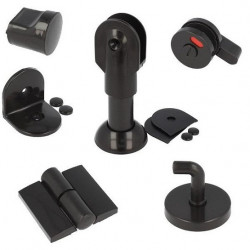 Set accesorii cabine toaleta plastic negru, accesorii si feronerie compartimentari HPL compact