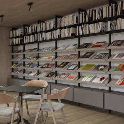 Suport polita lemn inclinata negru sistem modular Zero