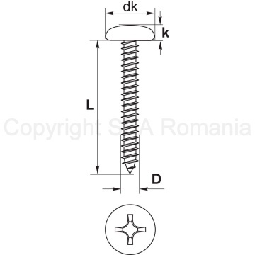 Surub pentru tabla cap bombat 3,5x13 PH2 - Img 3