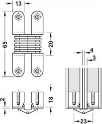 Balama 180° pentru grosimea lemnului de: 19–21mm 341.05.521 Hafele