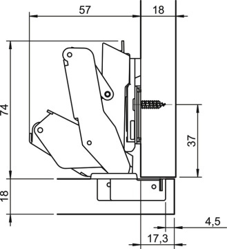 Balama Metalla M310 SM CLIP 155° aplicata cu amortizare 311.63.730 + placuta H2 311.70.612 Hafele - Img 4