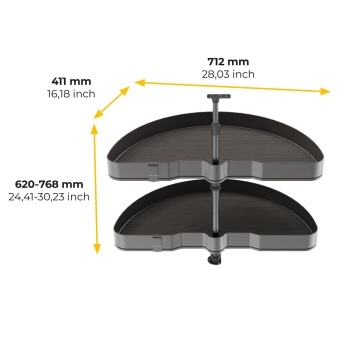Cos rotativ 1/2 semiluna Easy Handling pentru corp de colt, gri antracit - Img 6