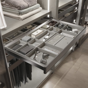Organizator piele bijuterii si accesorii cu rama finisaj titan, accesorii dressing Quartz