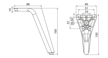 Picior mobila 230, H100mm si H150mm, finisaj negru mat - Img 4