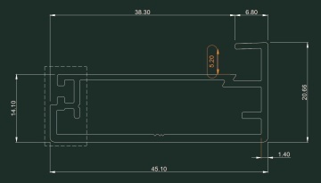 Rama din aluminiu, profil 645, 45x21x7mm, finisaj negru mat, alb mat, auriu, silver - Img 2