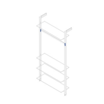 Suport prindere bara haine sistem modular dressing Zero, finisaj gri piatra - Img 4