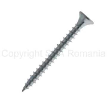 Surub pentru PAL si lemn cap inecat 2,5x25 PZ1 zincat alb
