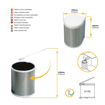 Cos gunoi inox 13L - Img 3