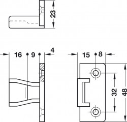 Keku AD 90° pentru placari cu imbinari ascunse tata 262.50.358 + mama 262.50.369 Hafele