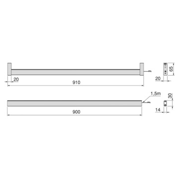 Bara haine cu banda LED Neonlynx V 4.5x8mm lumina calda 2700K finisaj negru accesorii dressing Hack - Img 11