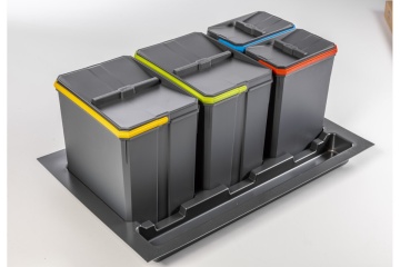 Cos gunoi colectare selectiva AxisSpace corp 800mm, 2x15 L, 2x7 L, antracit