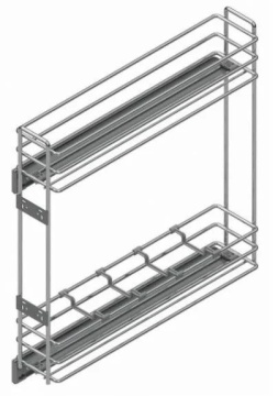 Cos Jolly cu TIP-ON pentru bucatarie, corp 150, 200, 250, 300mm, finisaj crom, glisiera tandem Blum