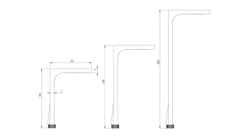 Picior mobila 203, H100mm si H200 finisaj gri aluminiu - Img 2