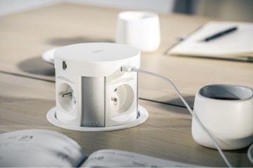 Priza incorporabila CONFORT PLUS Ø120mm, 4xSCHUKO, 2xUSB, 2xRJ45, incarcare WIRELESS, negru - Img 5