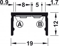 Profil aluminiu LED 4107 aplicat 19x12x2500mm 833.01.870