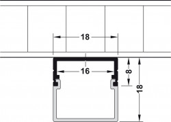 Profil aluminiu LED aplicat 18x18mm 2.5m 833.74.813 Hafele