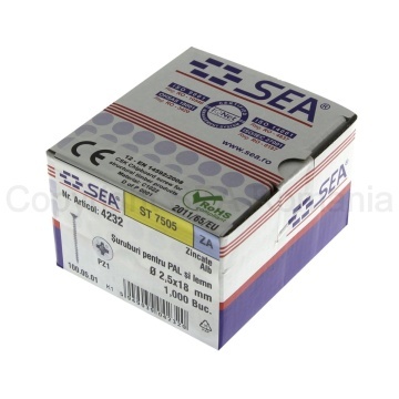 Surub pentru PAL si lemn cap inecat 2,5x18 PZ1 zincat alb - Img 3