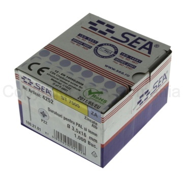Surub pentru PAL si lemn cap inecat 3,5x16 PZ2 zincat alb - Img 2