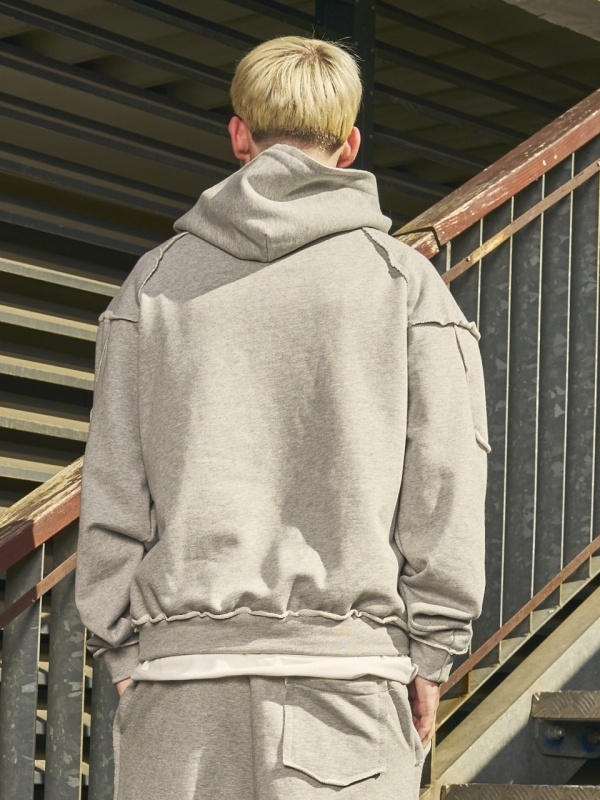Hanorac gri raw pocket - Img 2