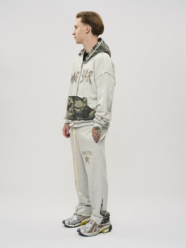 Hanorac gri zipp pocket camo star - Img 3