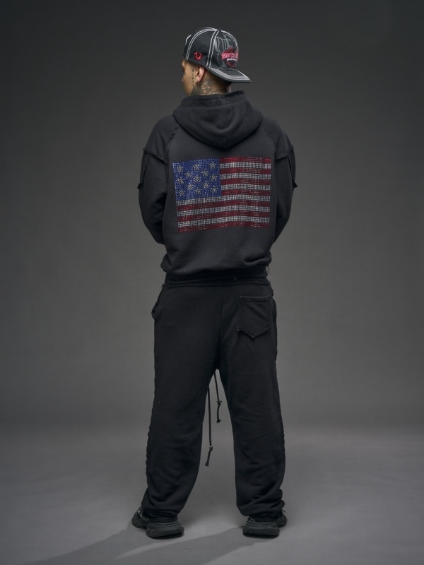 Hanorac negru shine NBN/ flag USA - Img 4