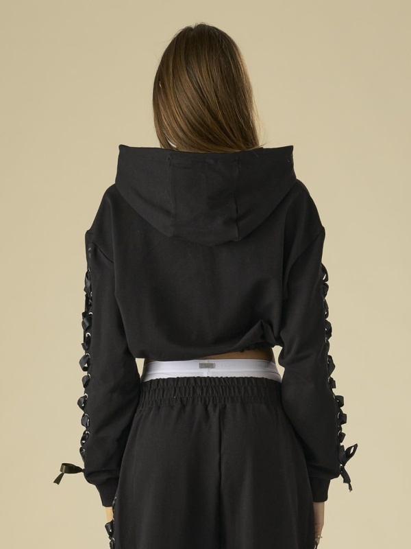 Hanorac negru zipp silk - Img 5