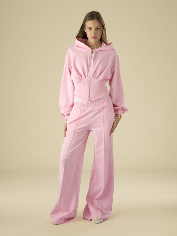 Hanorac roz zipp fitted - Img 3