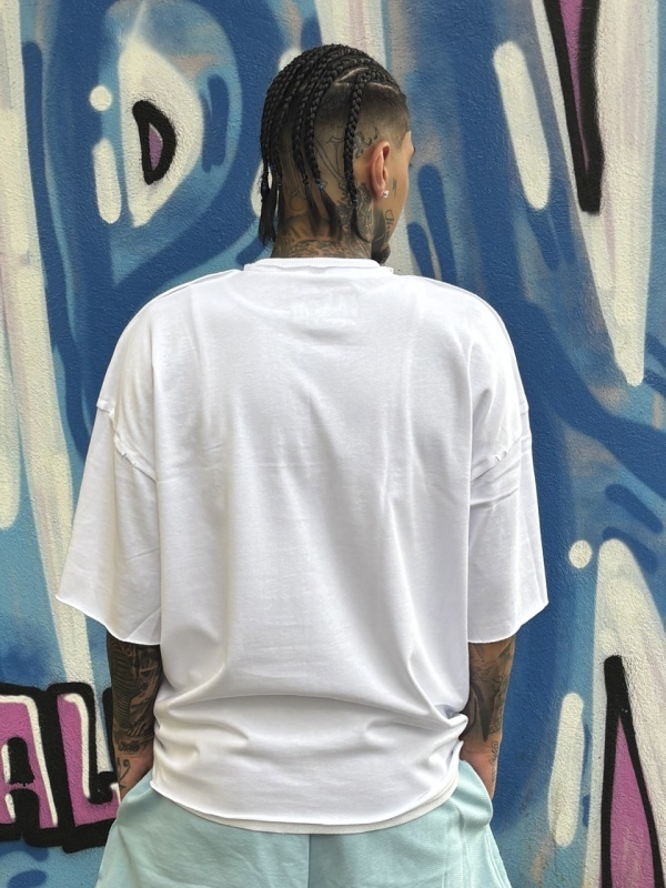 Tricou alb FACE blue - Img 4