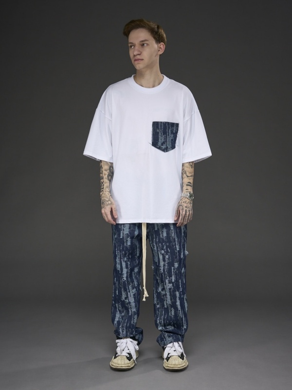 Tricou alb pocket jeans YR - Img 2