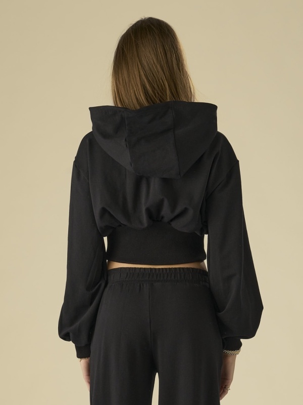 Hanorac negru zipp fitted - Img 4