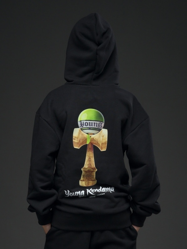 Hanorac negru zipp kendama verde - Img 3