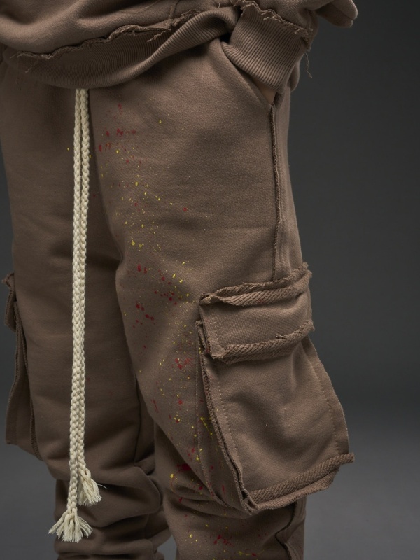 Pantalon maro cargo jr. vopsit print YR - Img 3