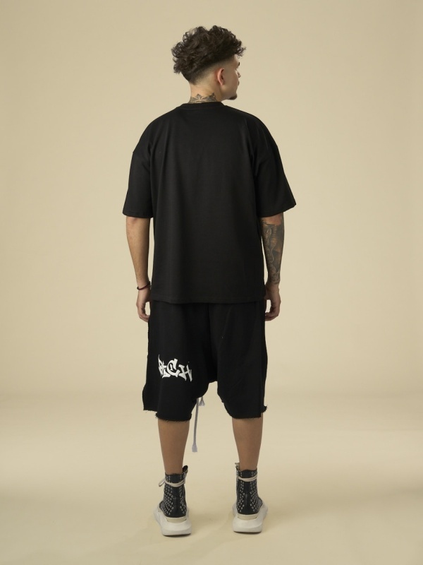 Tricou negru puff white hair - Img 5
