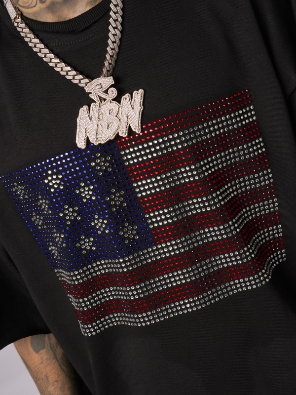 Tricou negru USA flag shine - Img 2