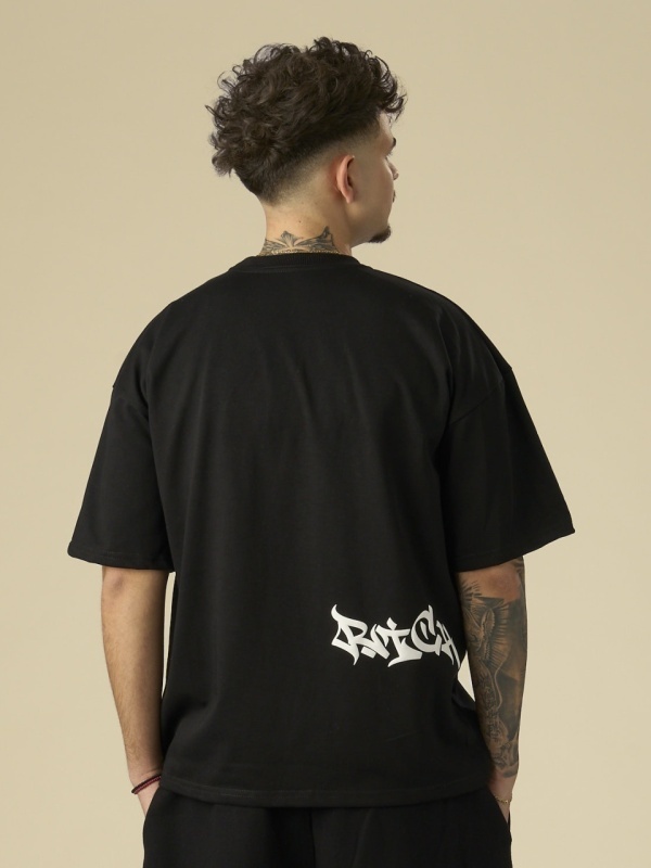 Tricou negru Young side white puff - Img 2